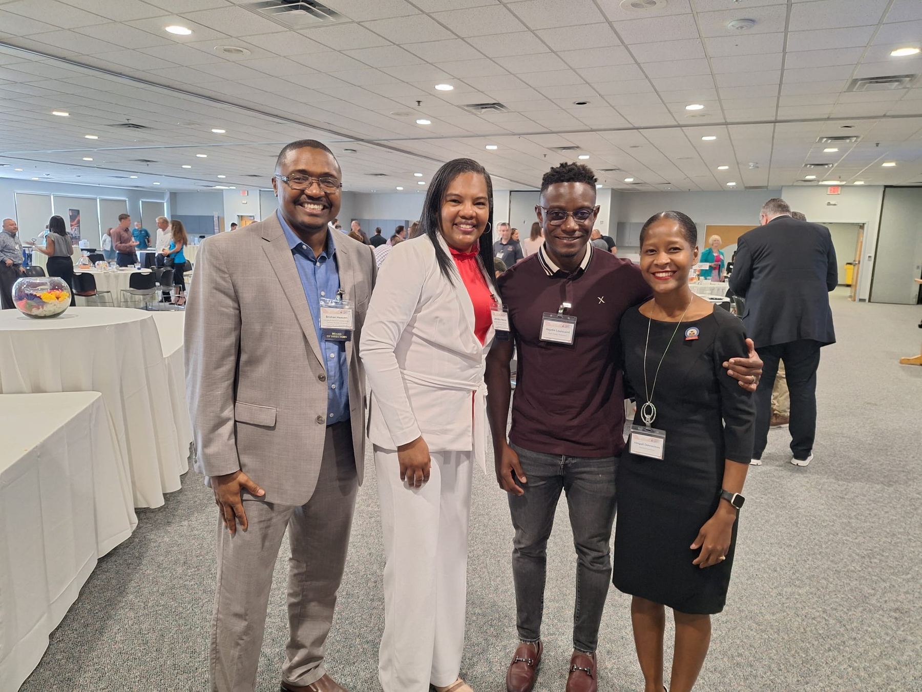 Bristan and Latondra Heaven with attendees at a conference